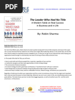 The Leader Who Had No Title- A Modern Fable on Real Success in Business and in Life (Book Description)