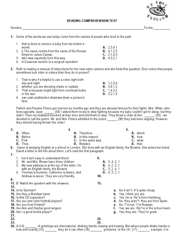 Reading Comprehension Test Guide | PDF | Fifa World Cup | Sports