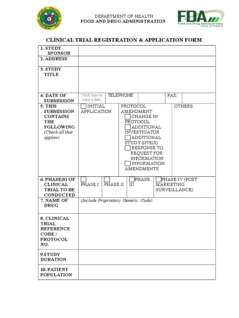 Clinical Trial Registration Form | PDF | Clinical Research | Clinical Trial