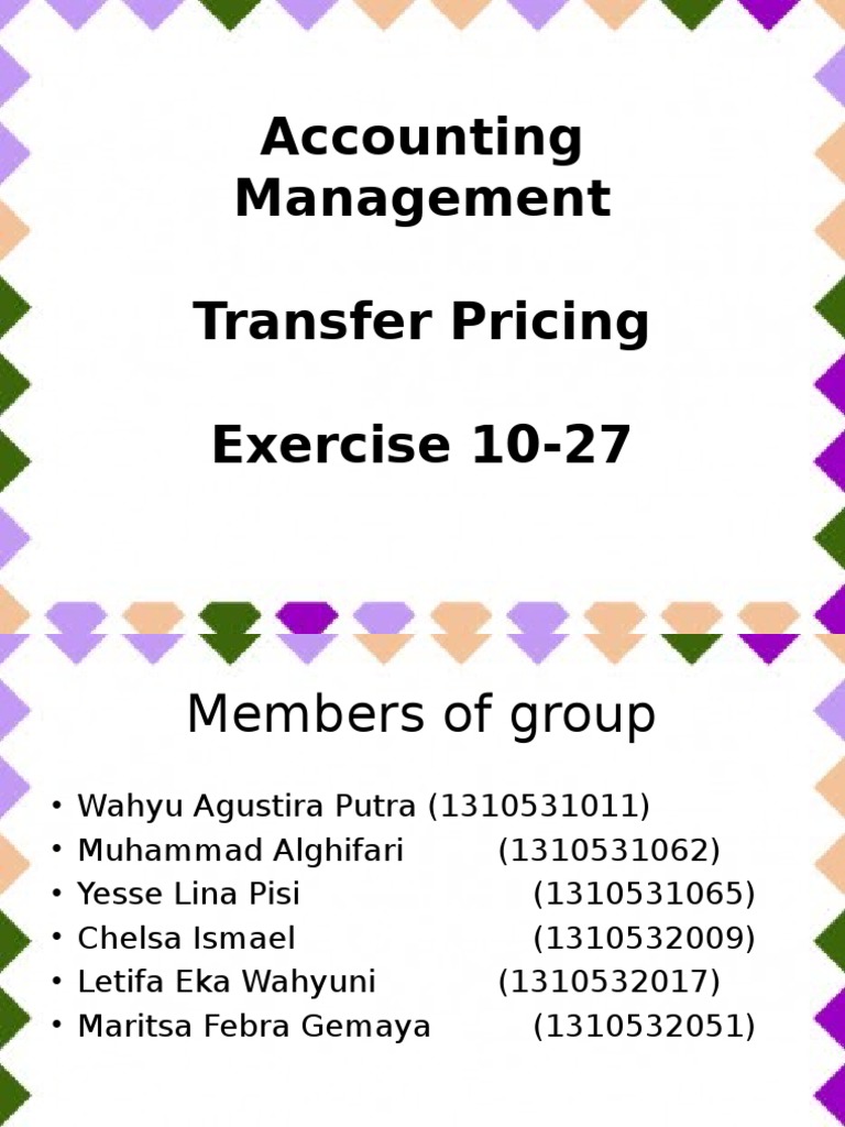 Accounting Management - Transfer Pricing Exercise | PDF | Profit
