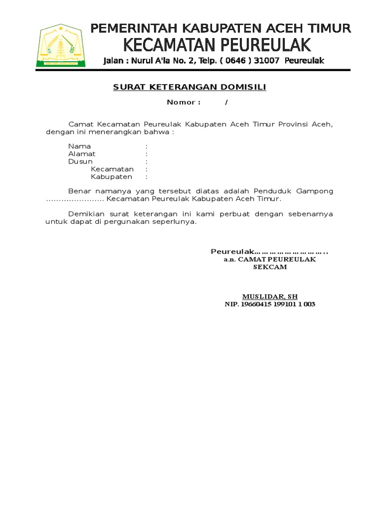 Surat Keterangan Domisili