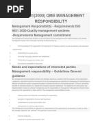 Iso 9001 (2000) Qms Management Responsibility