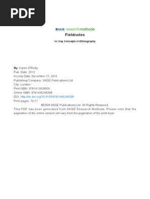 5 - O´Reilly, Karen (2009) - Fieldnotes.pdf