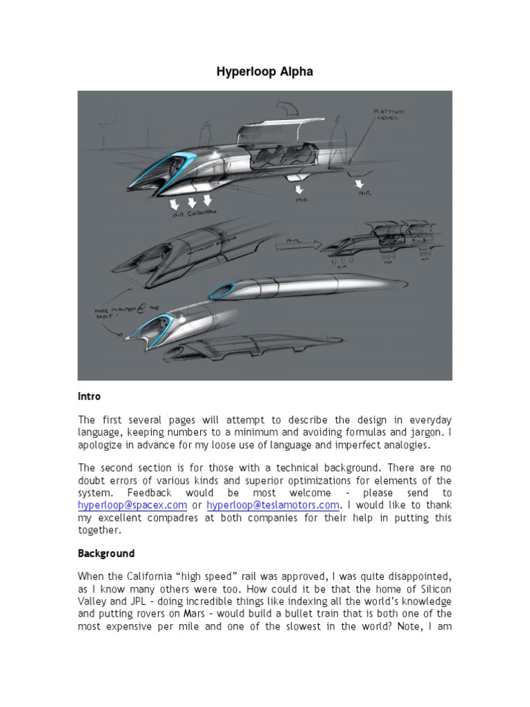 Hyperloop Alpha-20130812 PDF | PDF | Hyperloop | Aerodynamics