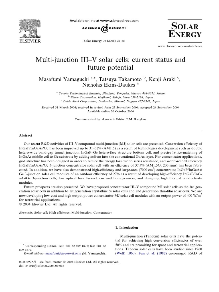 Multi-Junction III-V Solar Cells: Current Status and Future Potential ...