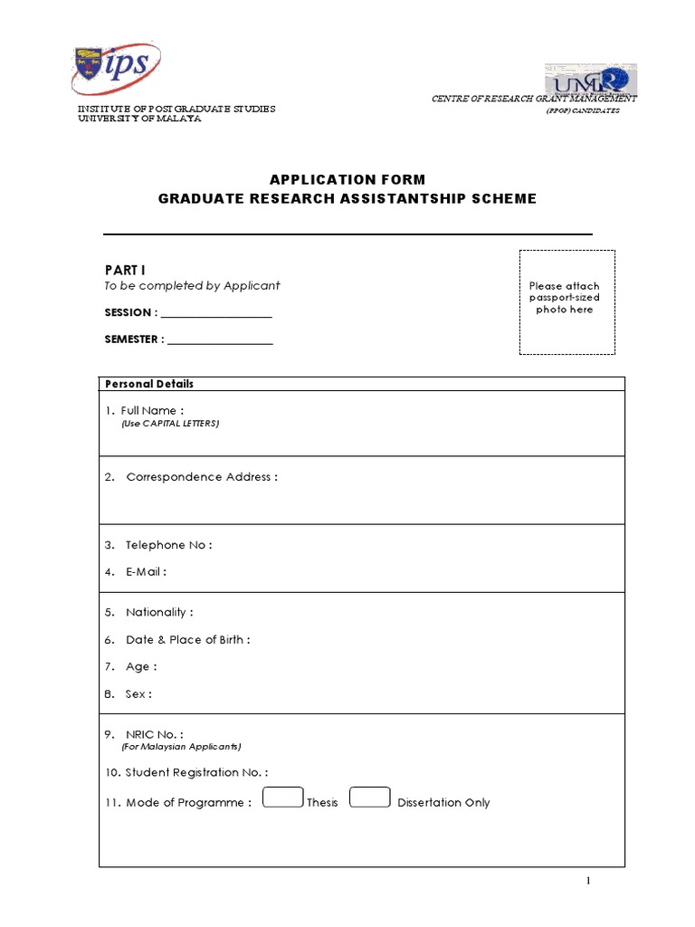Gras Application Form Upgp Candidates | PDF | Postgraduate Education ...