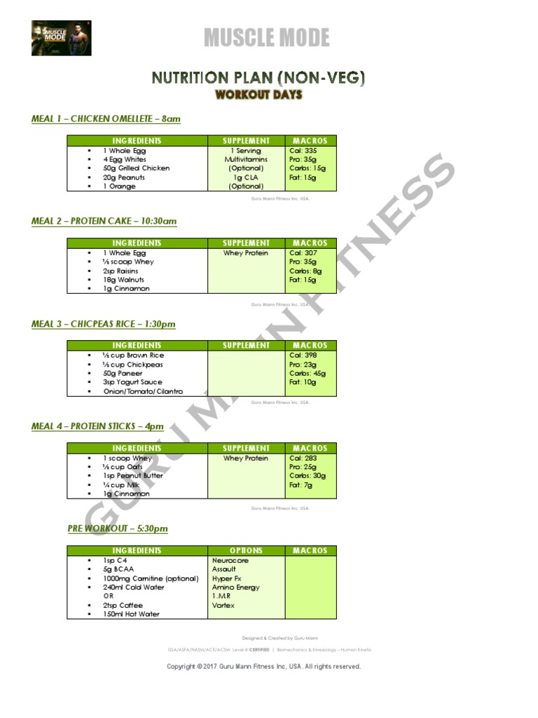 MuscleMode NutritionPlan by Guru Mann PDF | PDF | Yogurt | Milk