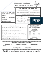 Be Kind and Courteous To Everyone in Your Path!: The First Grade Buck Report For The Week of March 20 - 24, 2017