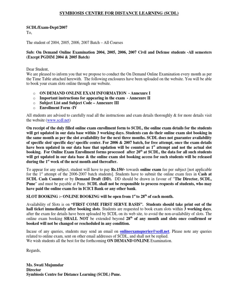 SCDL On-Demand Online Exam Guide | PDF | Test (Assessment) | Databases