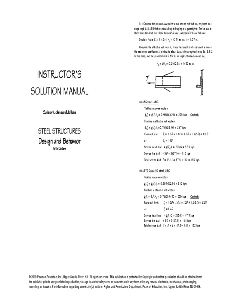 Steel Structures 5th Edition Solutions Manual Pdf Pdf All Rights Reserved Copyright
