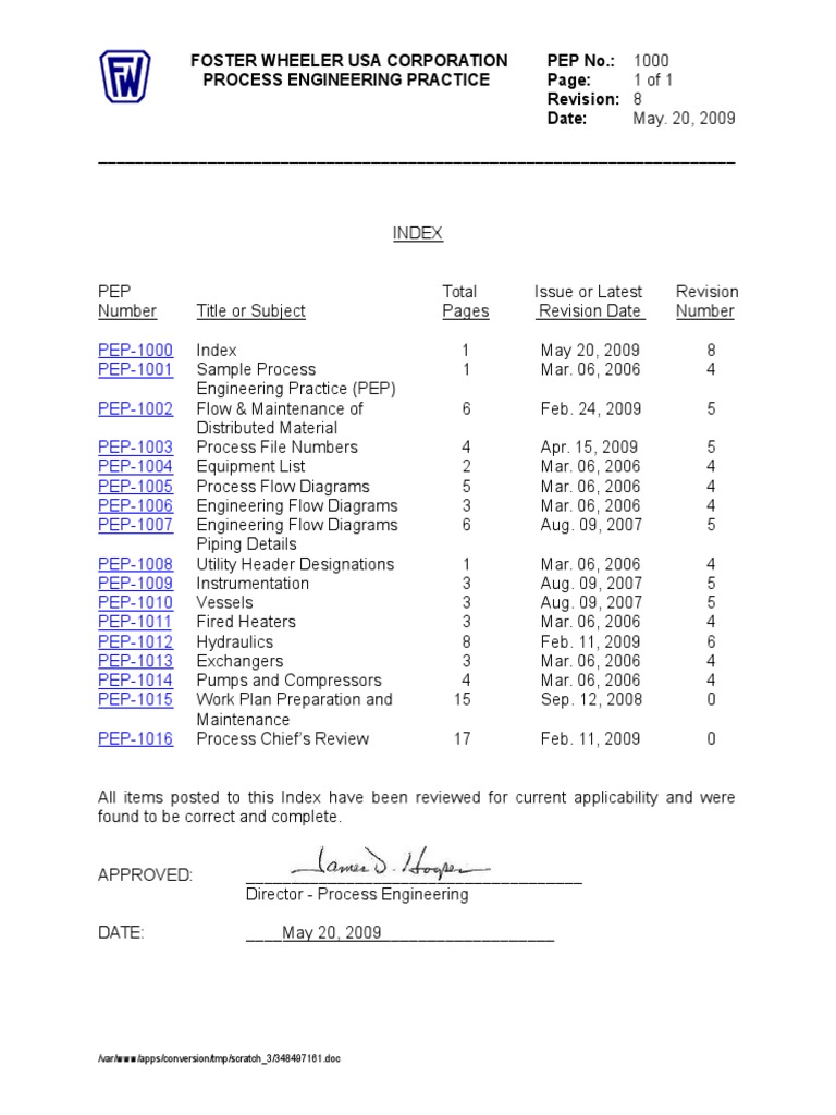 Process Engineering Practices Overview | PDF | Valve | Specification ...