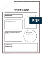 Animal Research Graphic Organizer