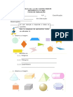 1º Teste 2º Período Sólidos geométrico + areas + perimetros + multiplicação