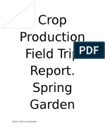 Crop Production Field Trip Report