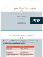 Intelligent Data Strategies: An Intro To Data Marts and Data Warehouses Markus Beamer Bdpa-Charlotte