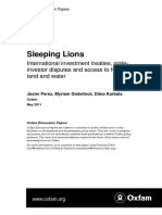 Sleeping Lions: International Investment Treaties, State-Investor Disputes and Access To Food, Land and Water