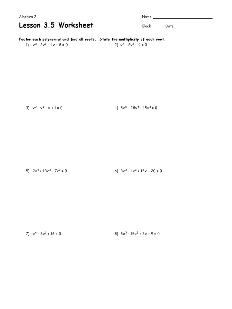 Lesson 3 5 Worksheet | PDF