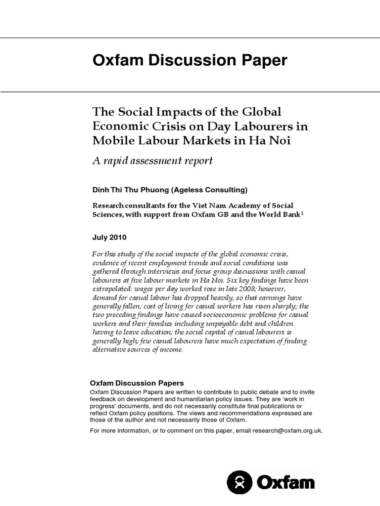 The Social Impacts of The Global Economic Crisis On Day Labourers in ...