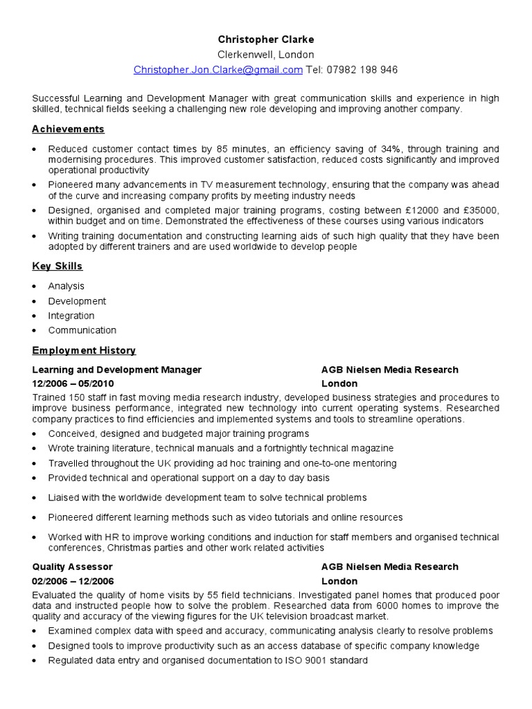 Christopher Clarke CV | PDF | Strategic Management | United Kingdom