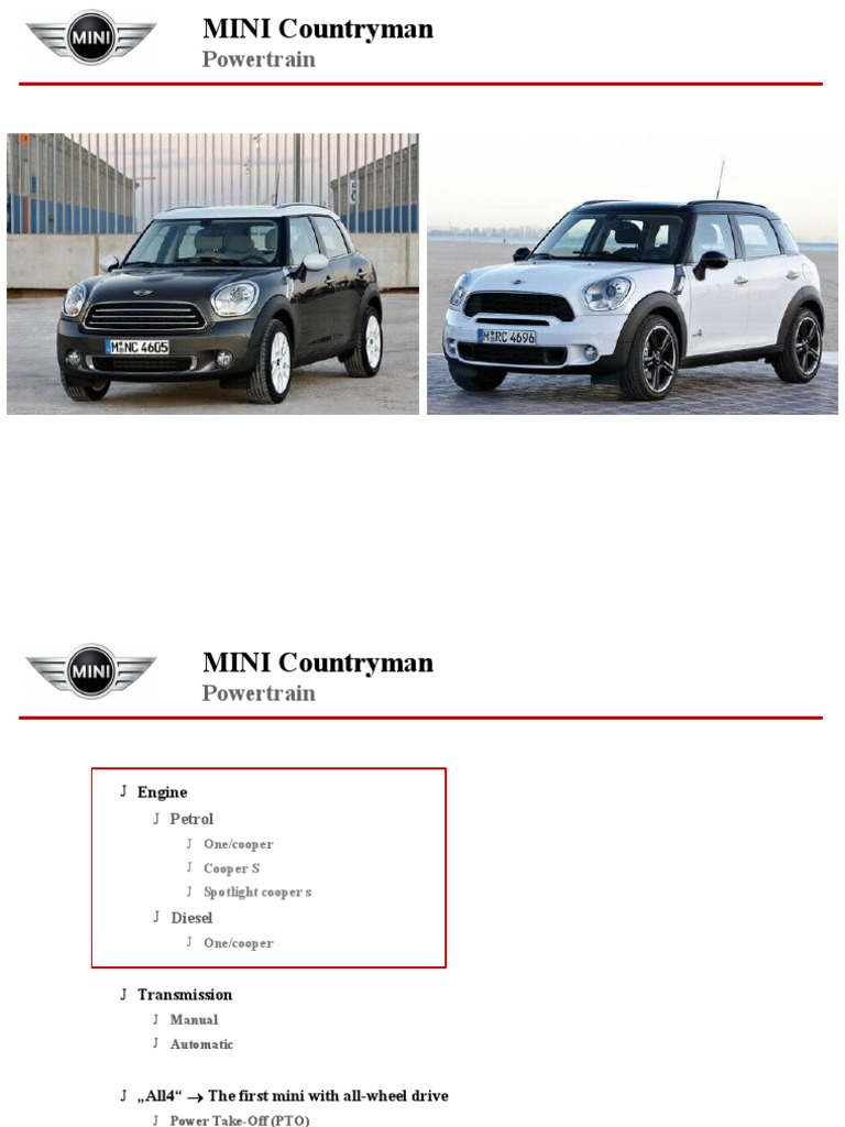 MINI Countryman Powertrain Overview | PDF | Transmission (Mechanics ...