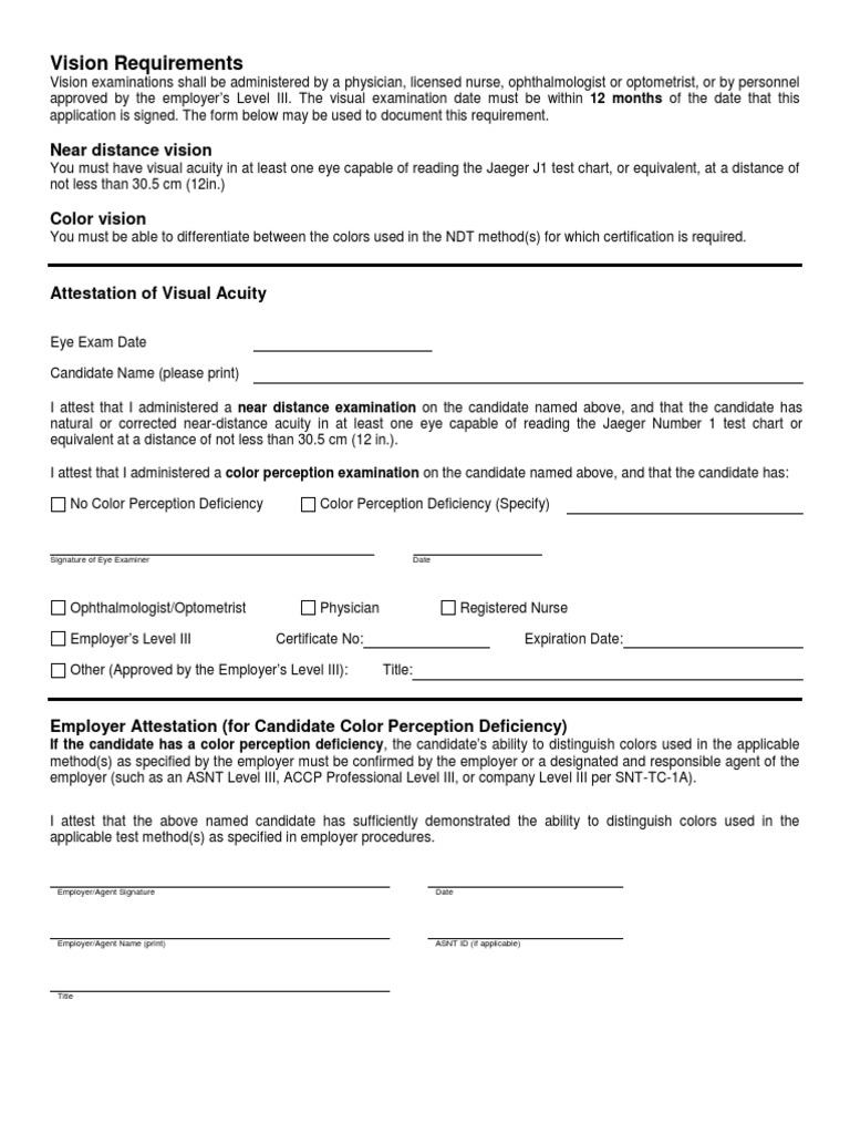 Visualacuityform PDF | PDF | Visual Acuity | Optometry