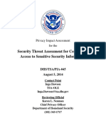 Privacy_pia_tsa_security Threat Assessment for Conditional Access to Sensitive Security Information_august 2014