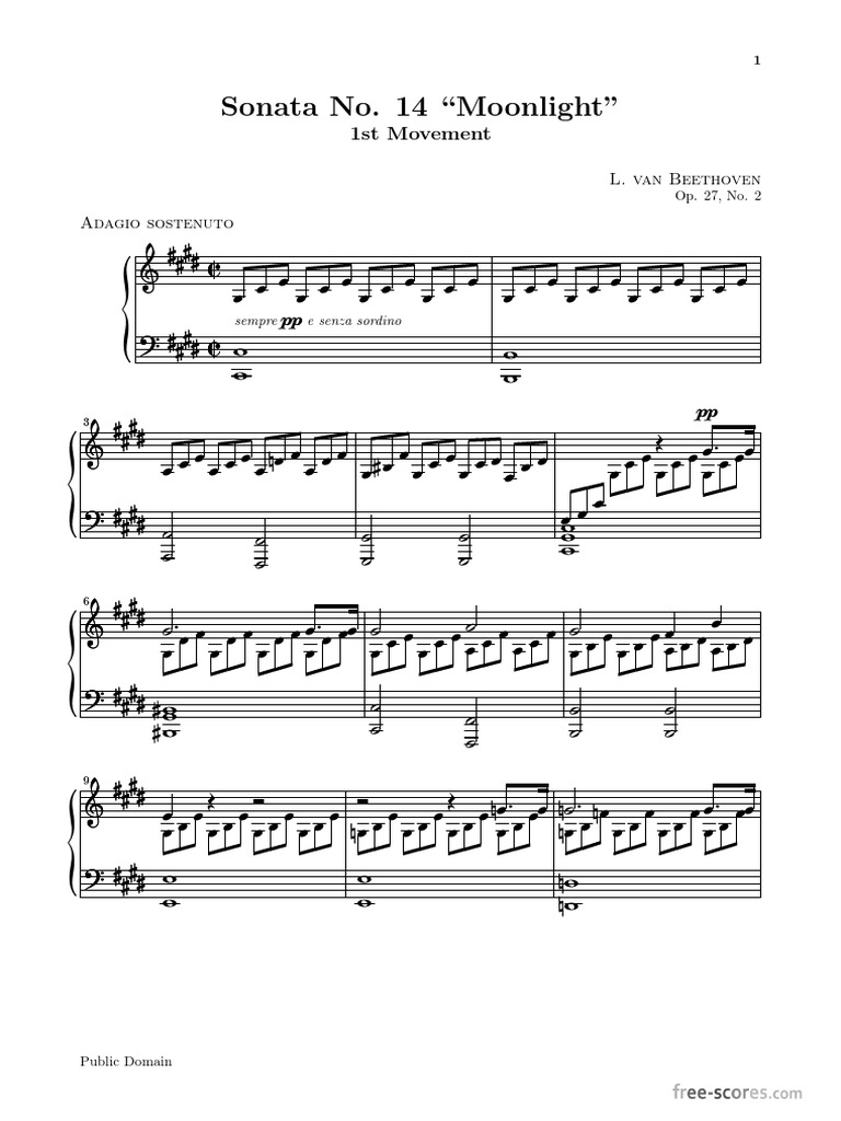 Al Chiaro Di Luna Beethoven Spartito Flauto