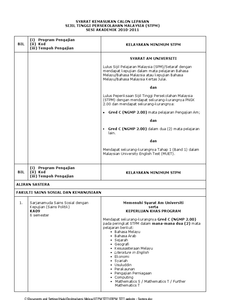 STPM - Sastera | PDF