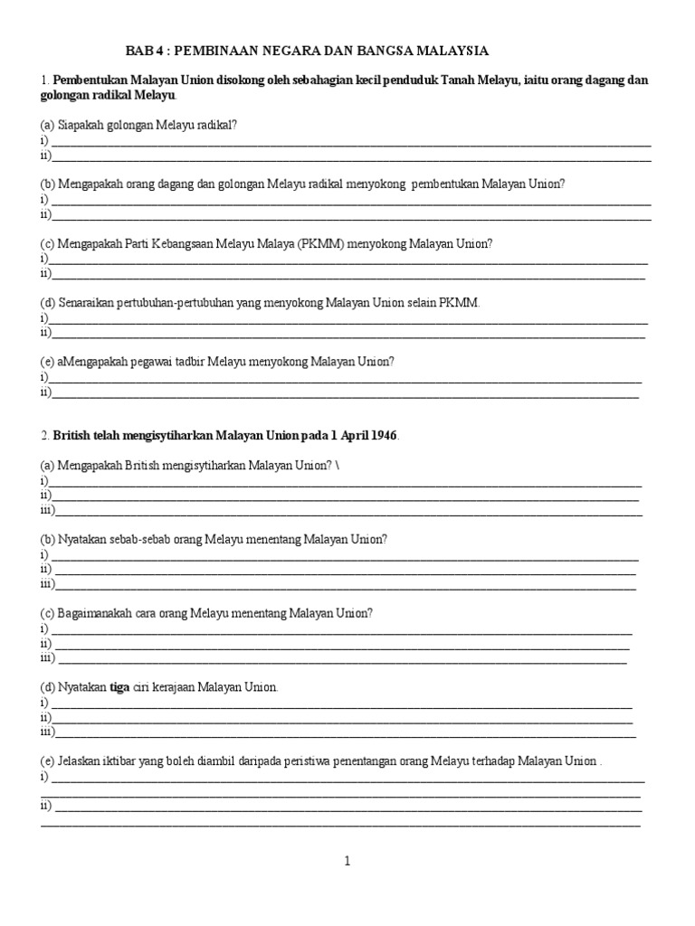 Bab 4 Malayan Union Pdf