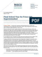 Frisco ISD Superintendent Dr. Jeremy Lyon Announces Retirement