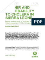 Gender and Vulnerability To Cholera in Sierra Leone: Gender Analysis of The 2012 Cholera Outbreak and An Assessment of Oxfam's Response