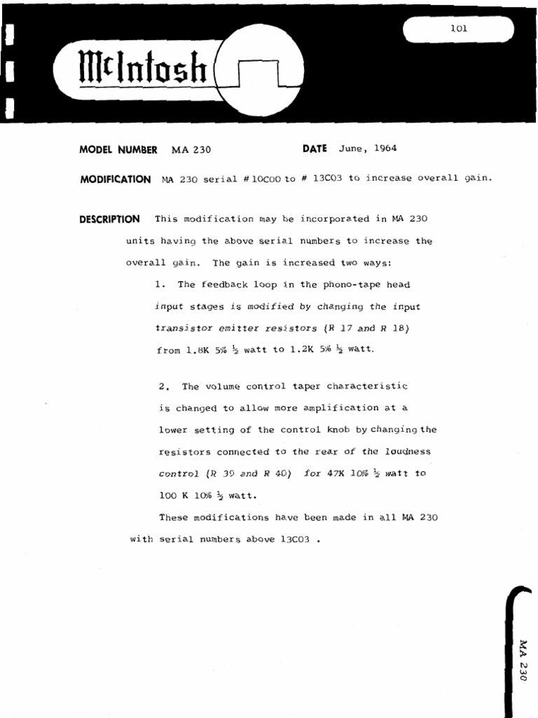 McIntosh Service Bulletins schematic mitsubishi dlp 