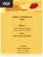 Características Linguagem Técnica