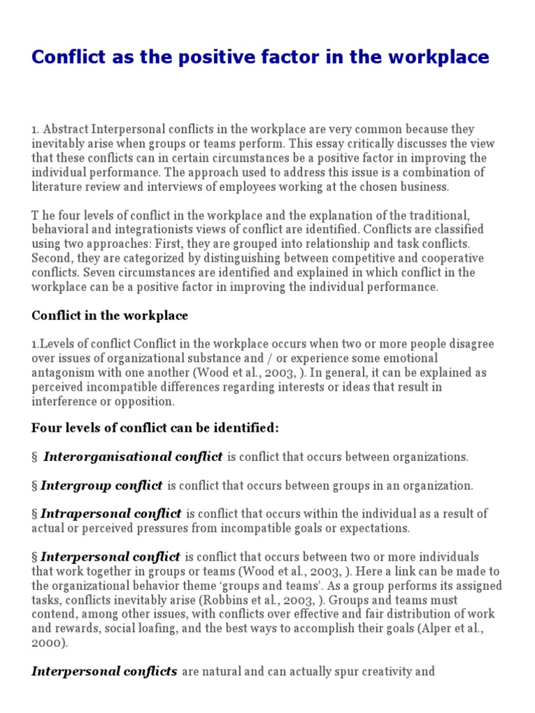 Positive Impact of Workplace Conflict | PDF | Decision Making ...