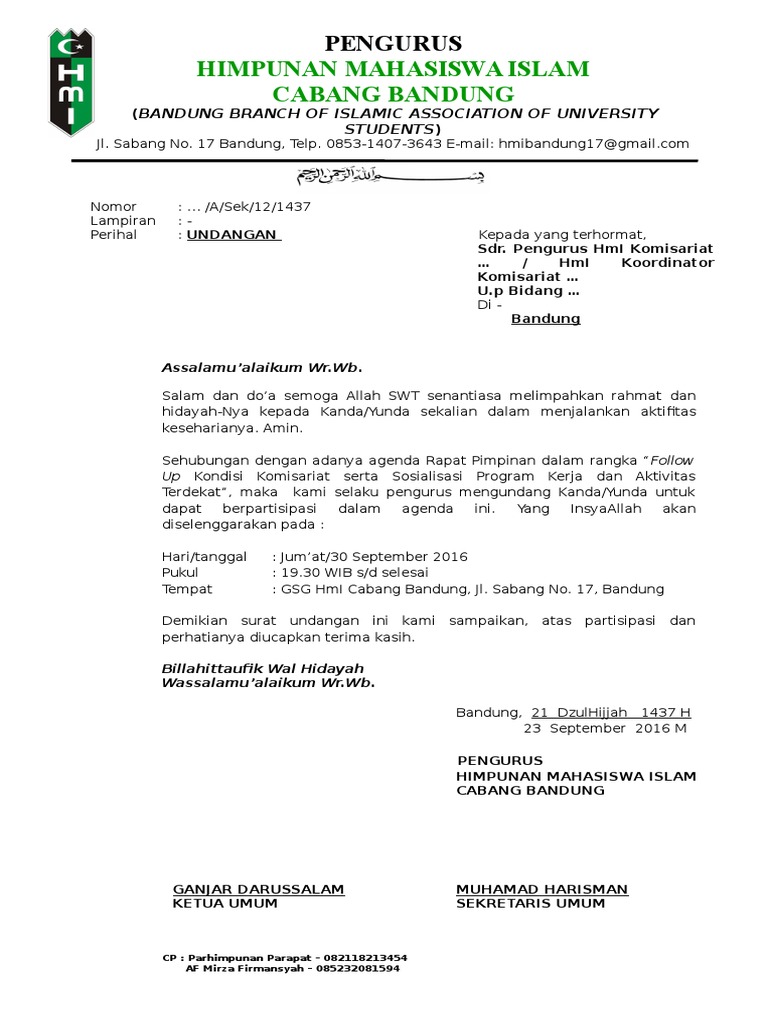 Kop Surat Hmi Contoh Kop Surat