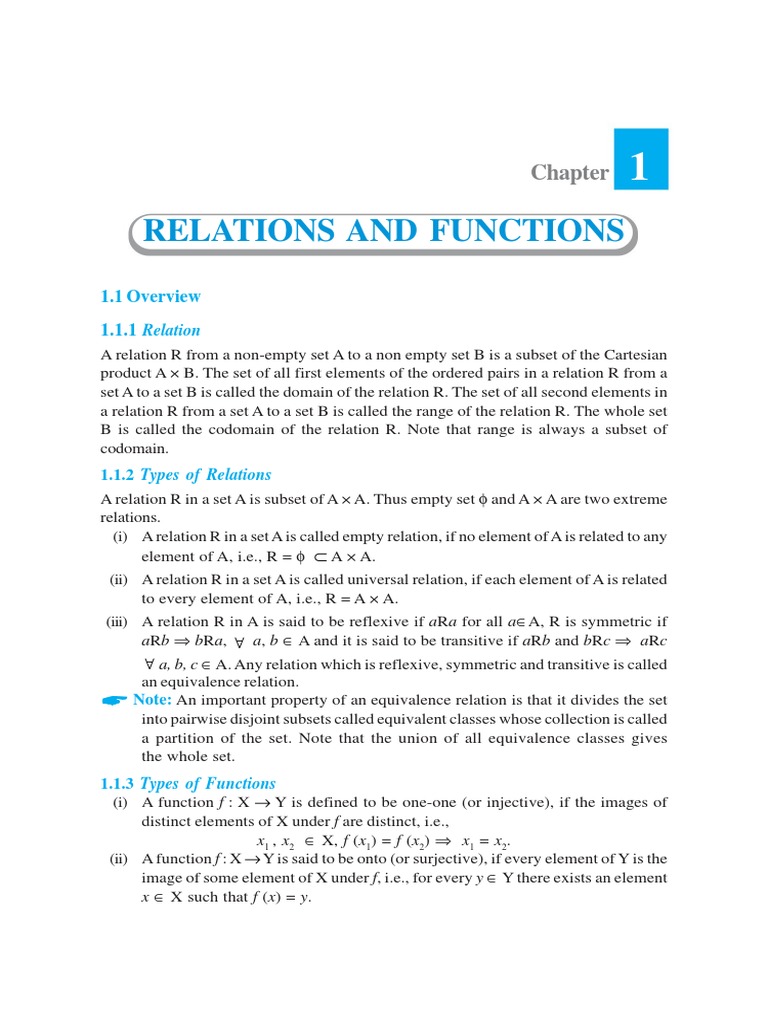 Chapter-1 Relation and Functions | PDF | Function (Mathematics ...