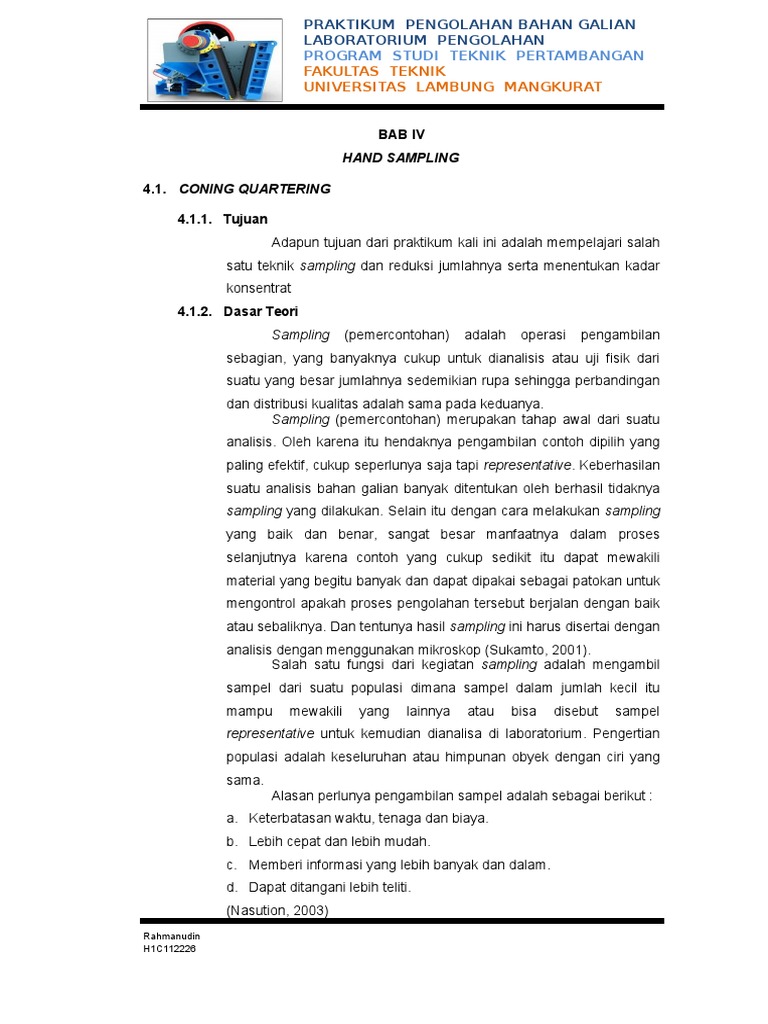 Metode Coning dan Quartering dalam Sampling | PDF | Sains & Matematika