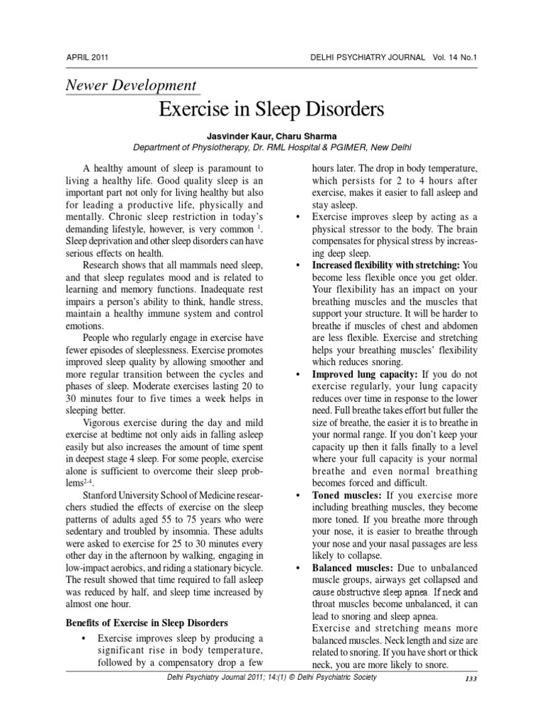 Exercise of Sleep Disorder | PDF | Sleep | Relaxation (Psychology)