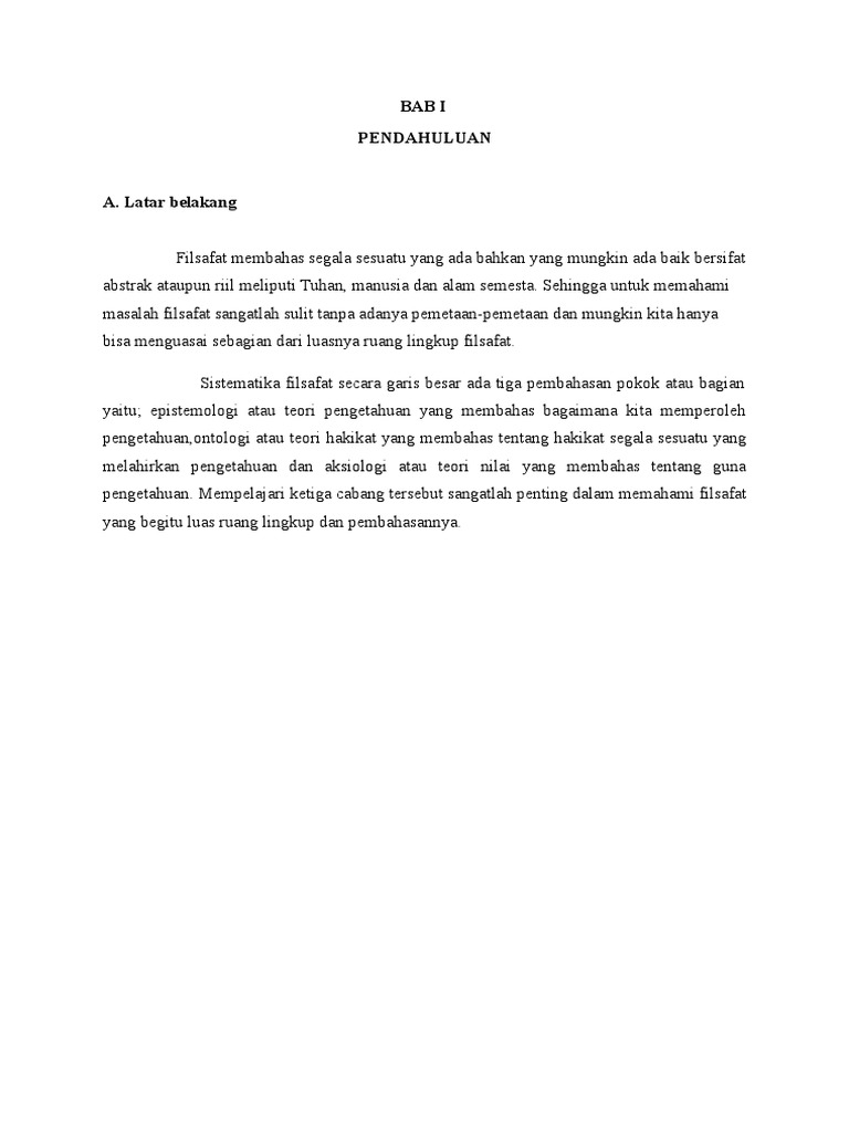 Contoh Makalah Ontologi Filsafat Ilmu Docx