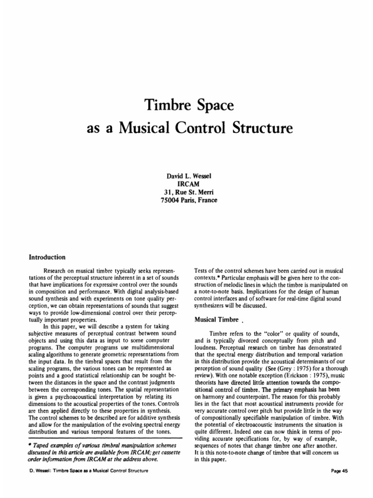Musical Control via Timbre Space | PDF | Synthesizer | Pitch (Music)
