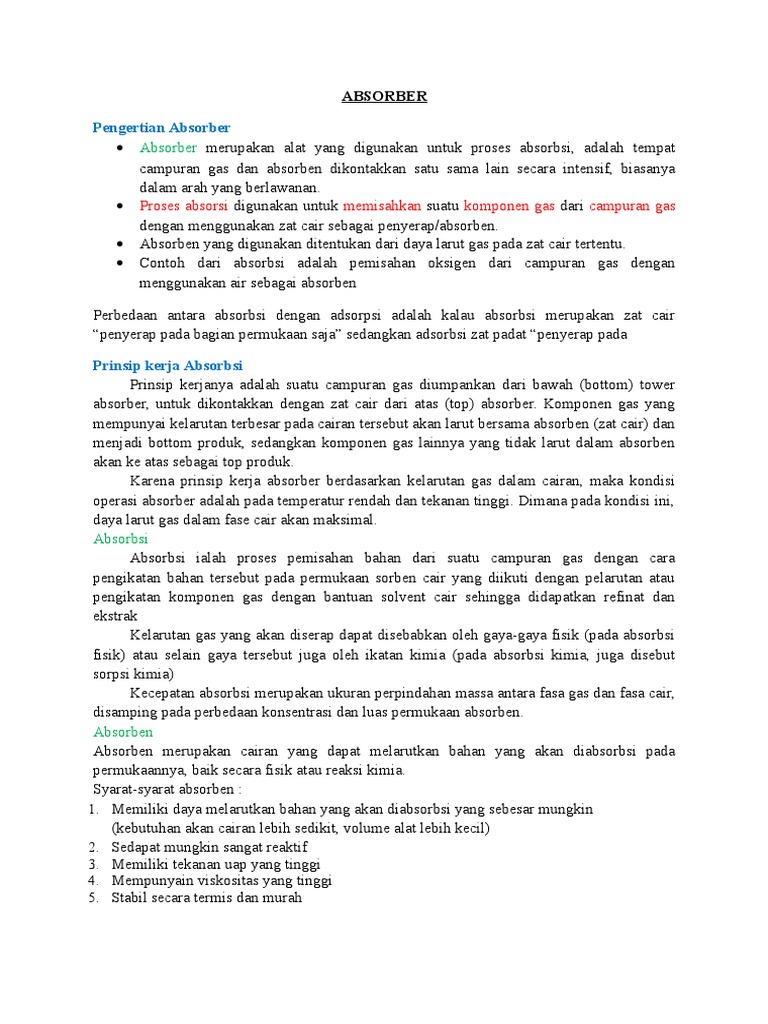 Fungsi dan Prinsip Kerja Absorber Gas | PDF | Sains & Matematika