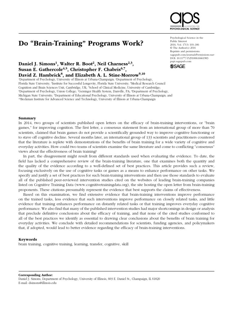 Brain Training Work | PDF | Psychology | Psychological Concepts