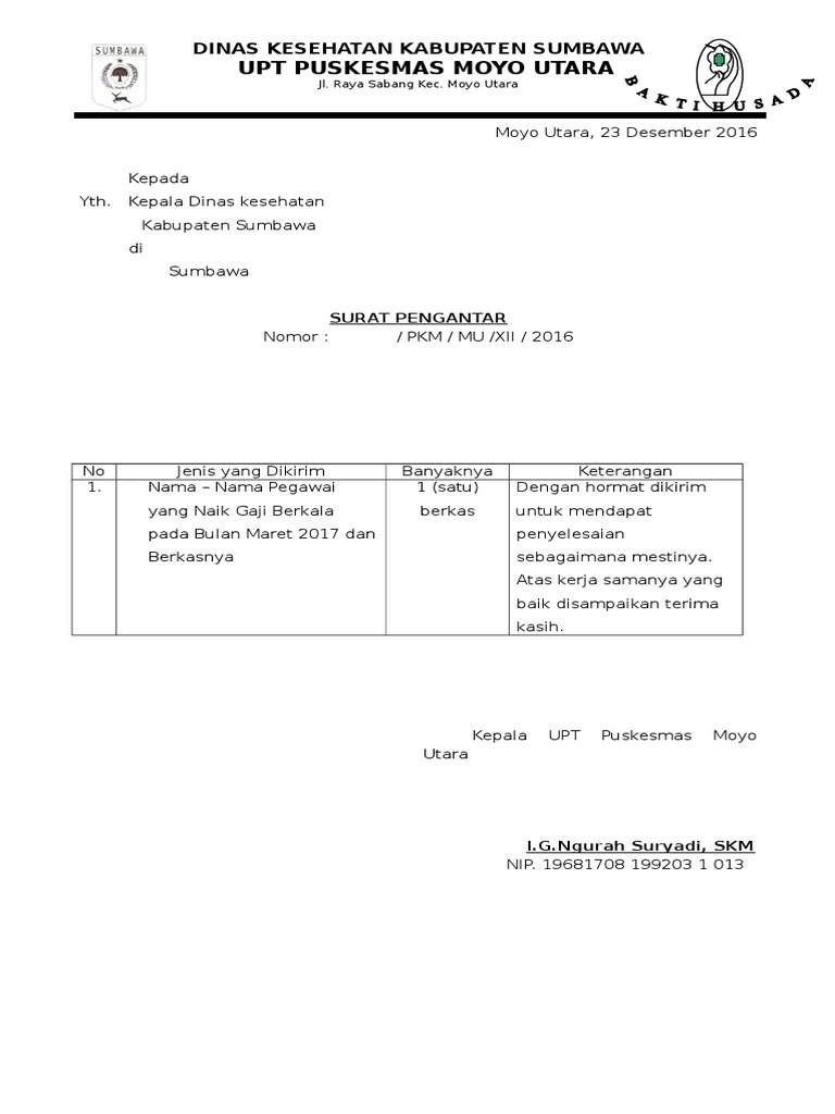 Catat 5+ Contoh Surat Pengantar Berkala Pns Terlengkap 