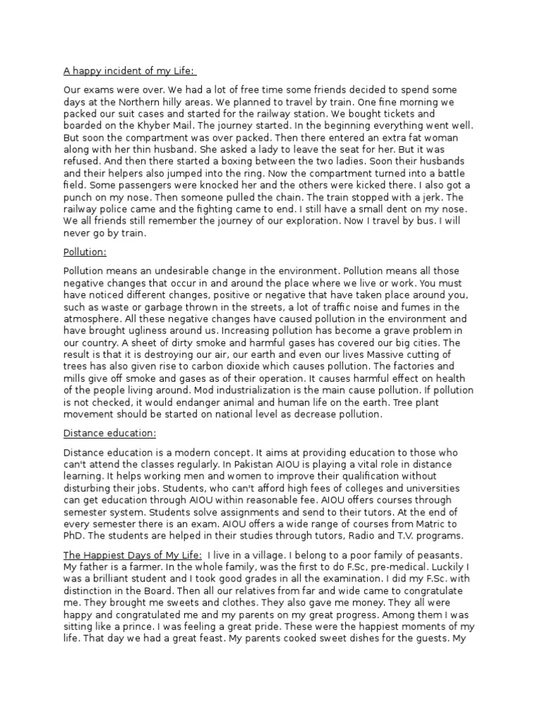 An unforgettable incident essay 250 words picture