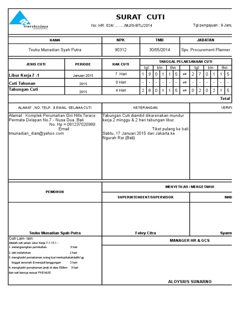 Form Cuti | PDF