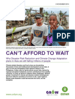 Can't Afford To Wait: Why Disaster Risk Reduction and Climate Change Adaptation Plans in Asia Are Still Failing Millions of People