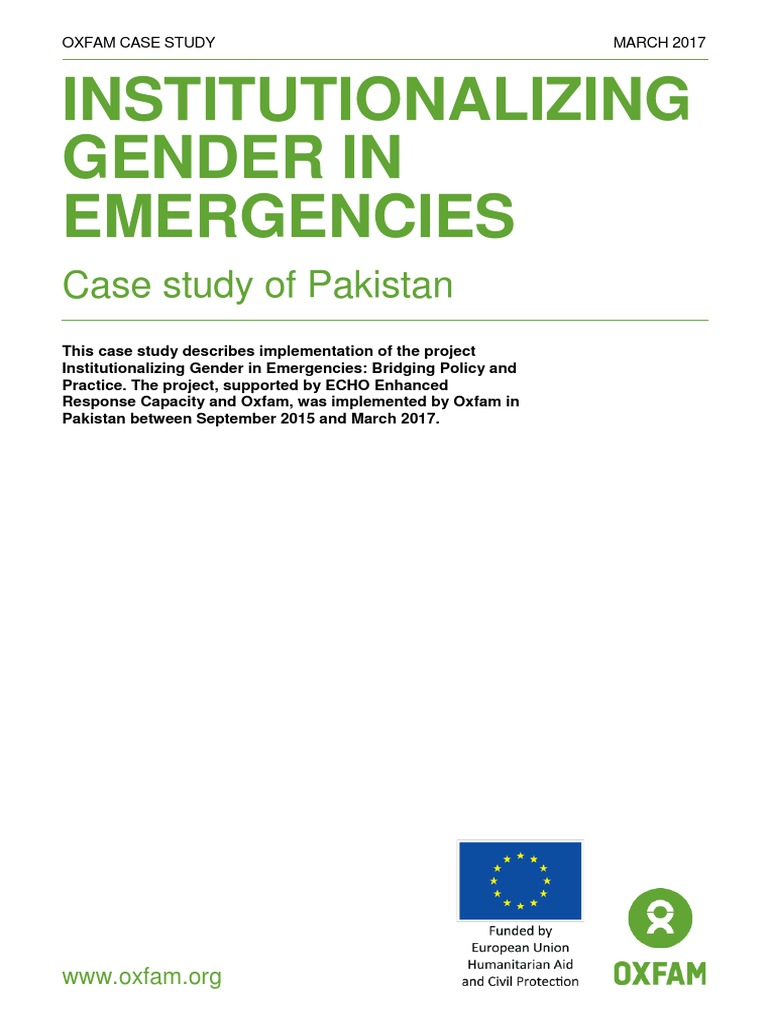 Institutionalizing Gender in Emergencies: Case Study of Pakistan | PDF ...