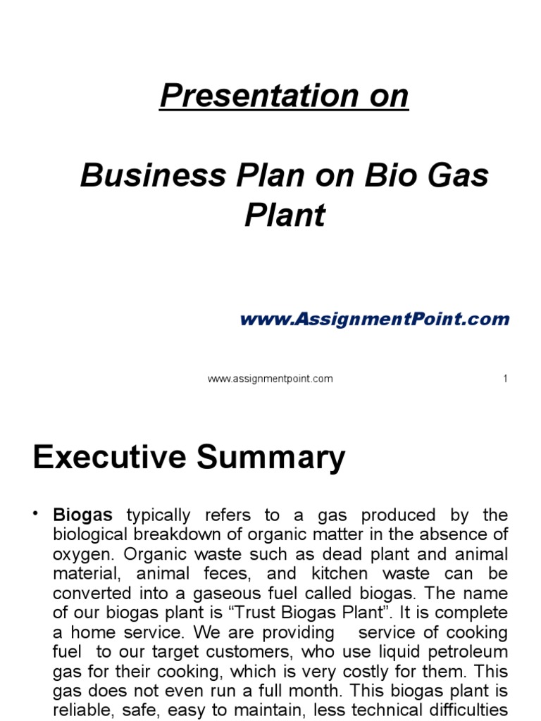 biogas plant business plan pdf
