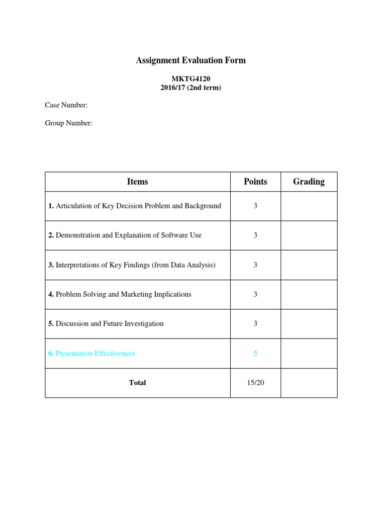 MKTG4120 Assignment Evaluation Form | PDF | Computers