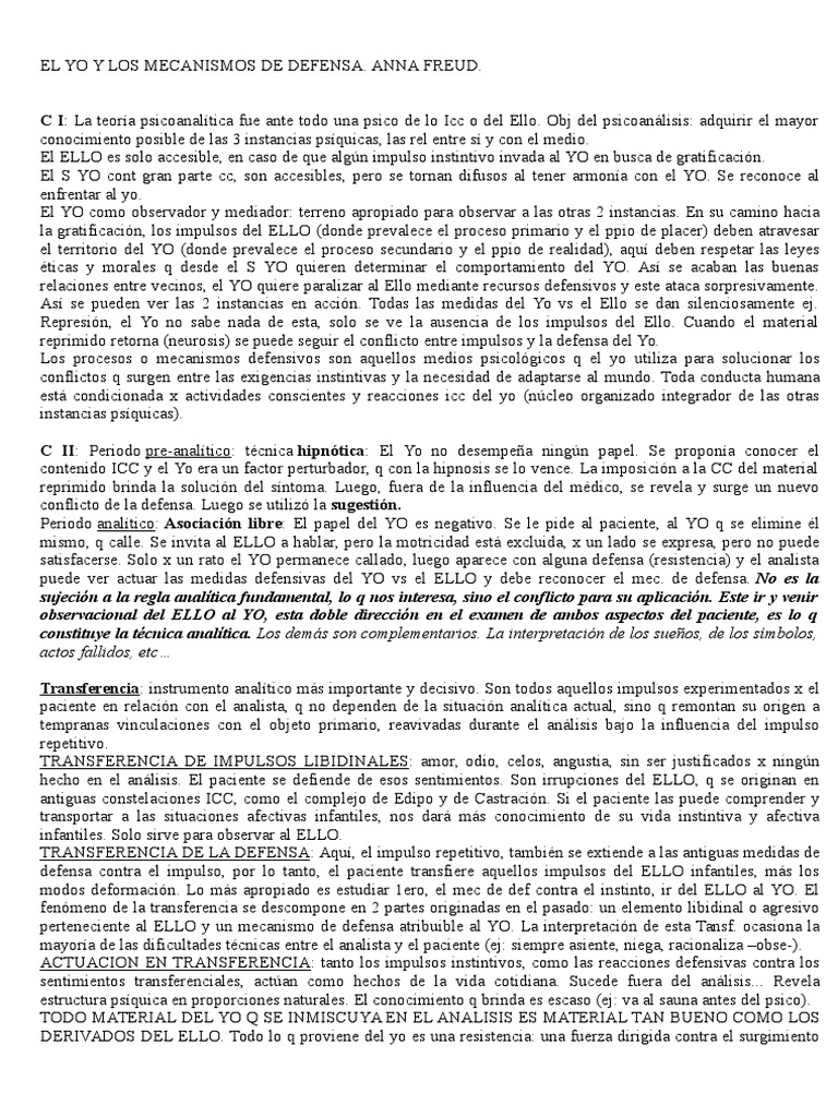 Mecanismos de Defensa en Anna Freud | PDF | Carné de identidad | Psique ...